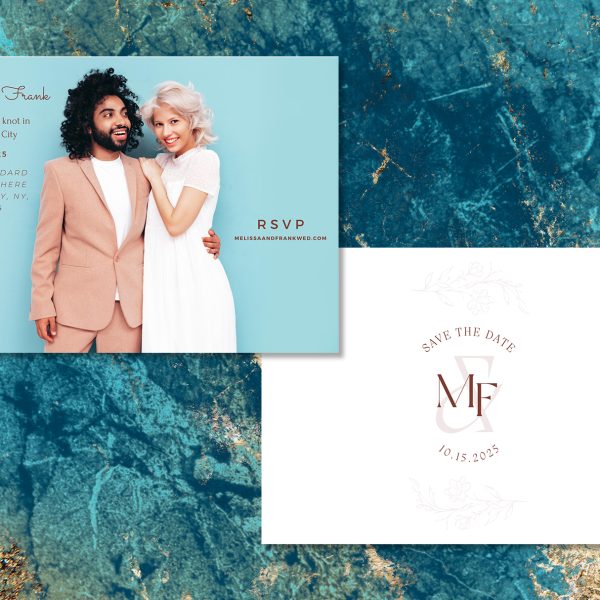 Save The Date Wedding Invitation Full Photo Landscape Canva Template - Image 2