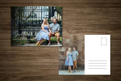 Save The Date Wedding Invitation Postcard Full Photo Landscape Canva Template