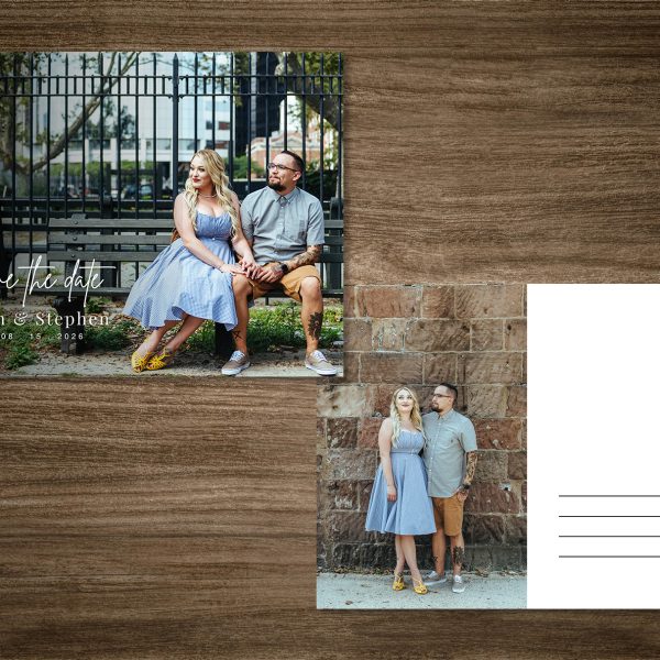 Save The Date Wedding Invitation Postcard Full Photo Landscape Canva Template - Image 2