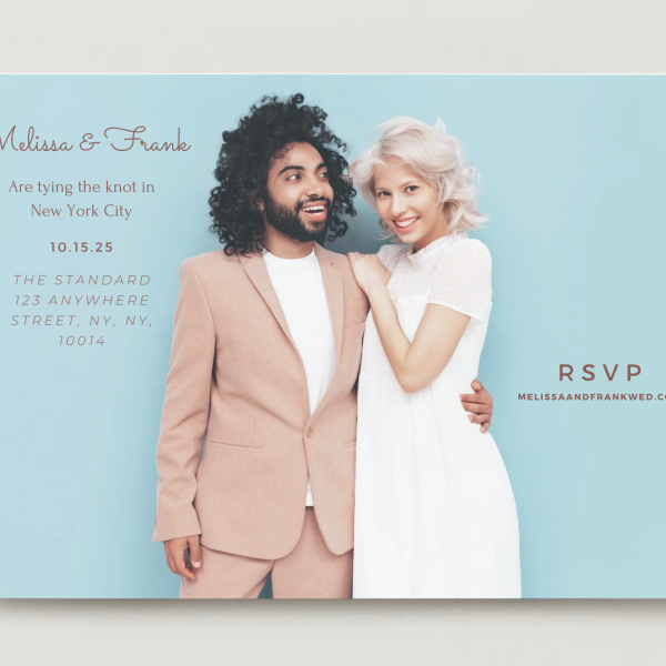 Save The Date Wedding Invitation Full Photo Landscape Canva Template - Image 4