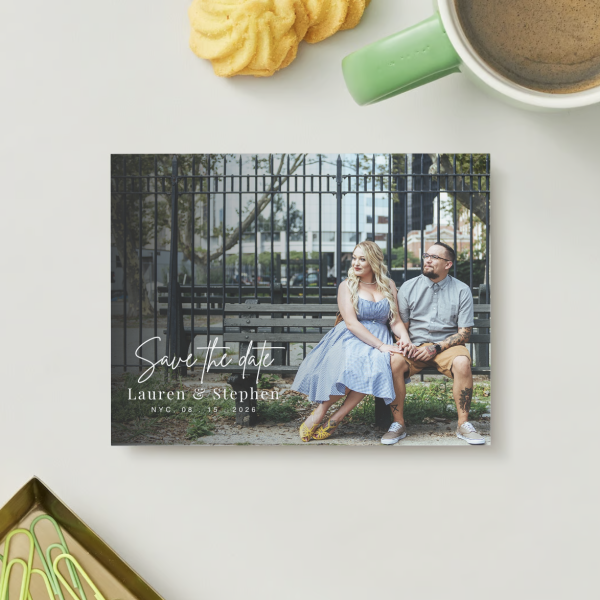 Save The Date Wedding Invitation Postcard Full Photo Landscape Canva Template - Image 4